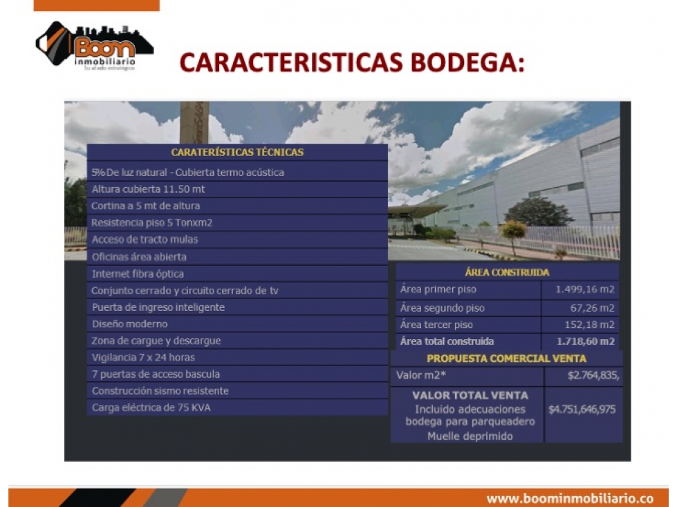VENTA ARRIENDO BODEGA 1.718 M2 PARQUE INDUSTRIAL TOCANCIPA - 2