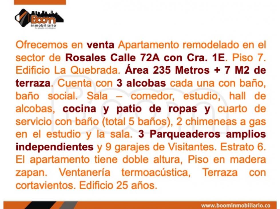VENTA APARTAMENTO ROSALES - BOGOTÁ 235 M2 + 7 M2 TERRAZA — foto 2