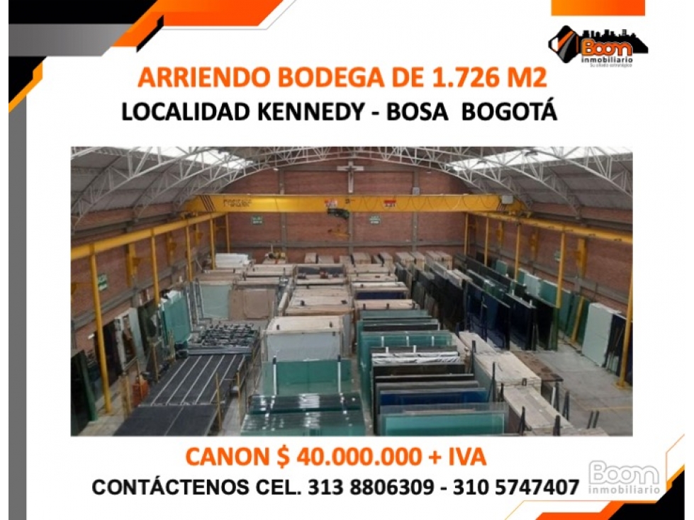 ARRIENDO BODEGA DE 1.726 M2 KENNEDY - BOGOTA