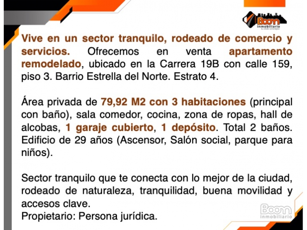 VENTA APARTAMENTO 79,92 M2 (REMODELADO) ESTRELLA DEL NORTE - BOGOTÁ — foto 2