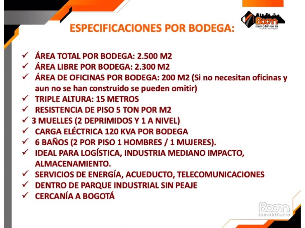 ARRIENDO BODEGAS SIBERIA TENJO DESDE 2.494 M2 HASTA 39.099 M2 - 2