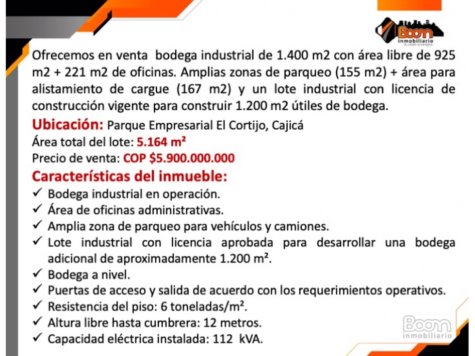 VENTA BODEGA 1.400 M2 Y LOTE LICENCIADO PARA DESARROLLO DE 1.200 M2 - 2