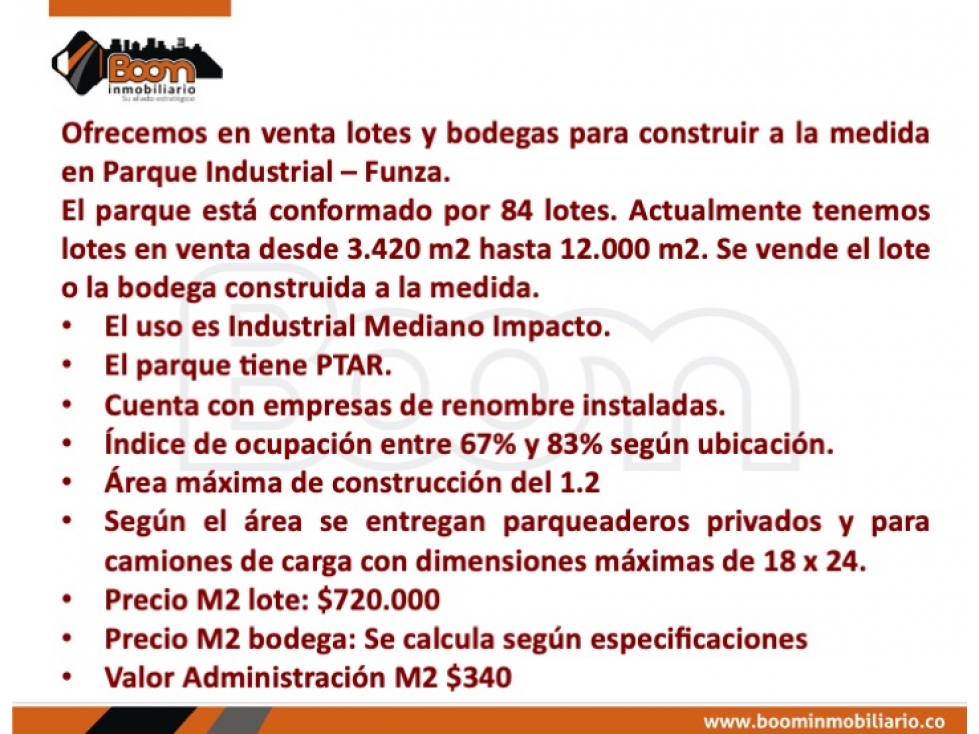 VENTA LOTES INDUSTRIALES PARQUE INDUSTRIAL FUNZA - 2