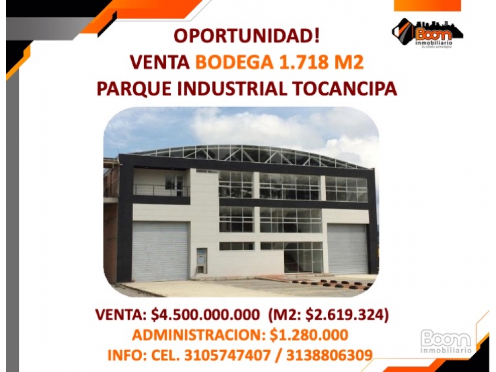VENTA BODEGA 1.718 M2 PARQUE IND. TOCANCIPA - 1