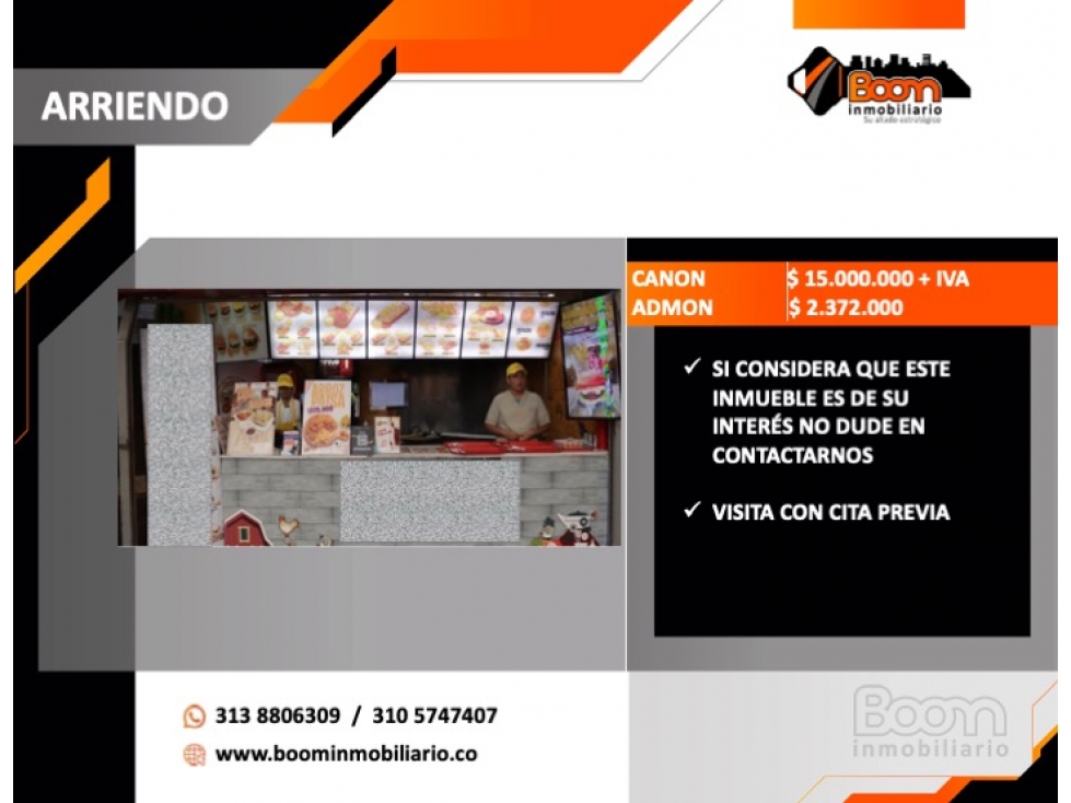 ARRIENDO LOCAL COMIDAS 92 M2 CC. PLAZA DE LAS AMERICAS - 6