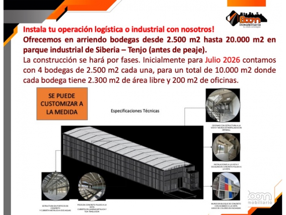 ARRIENDO BODEGAS SIBERIA TENJO DESDE 2.494 M2 HASTA 39.099 M2 - 3