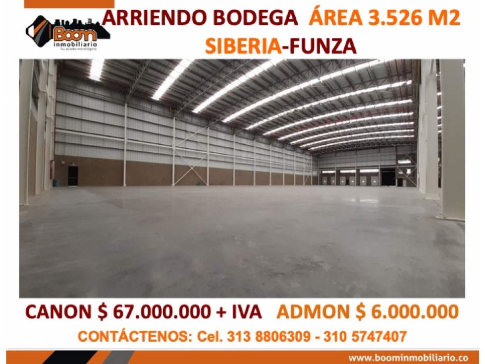 ARRIENDO BODEGA 3.526 M2 SIBERIA FUNZA - 1