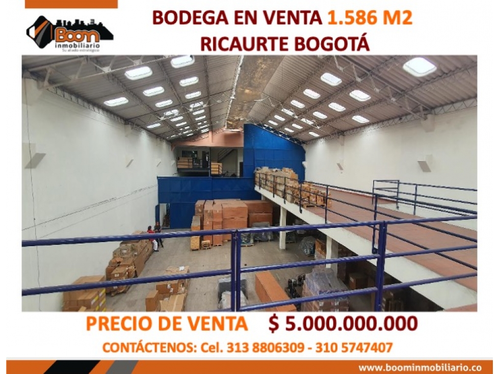 VENTA BODEGA 1.586 M2 BARRIO RICAURTE