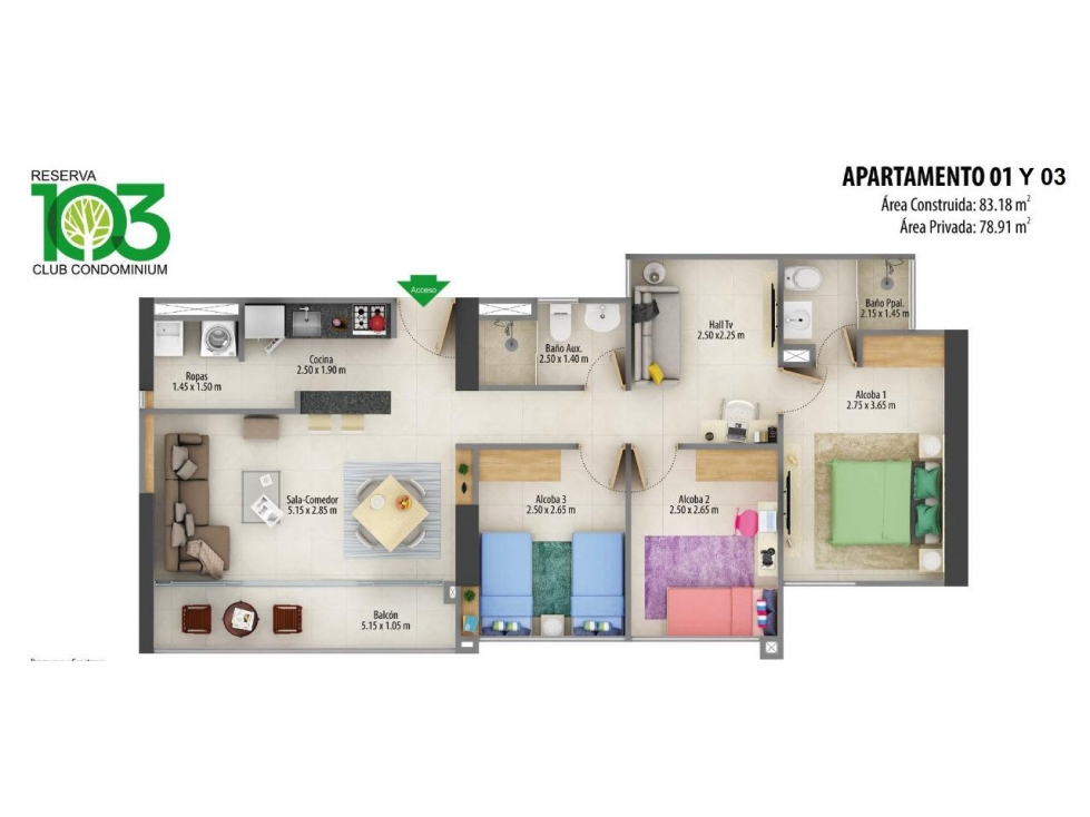 HERMOSO APARTAMENTO PARA VENTA EN RESERVA 103 CLUB CONDOMINIUM