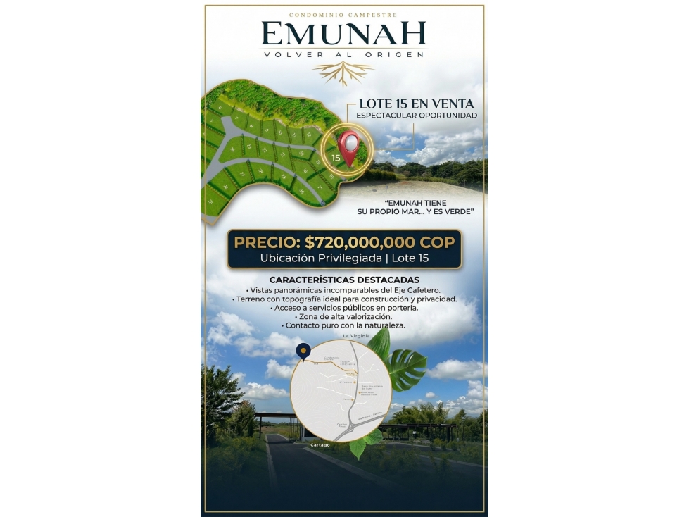 Se vende lote Cerritos, Condominio Campestre Emunah de 2004m2