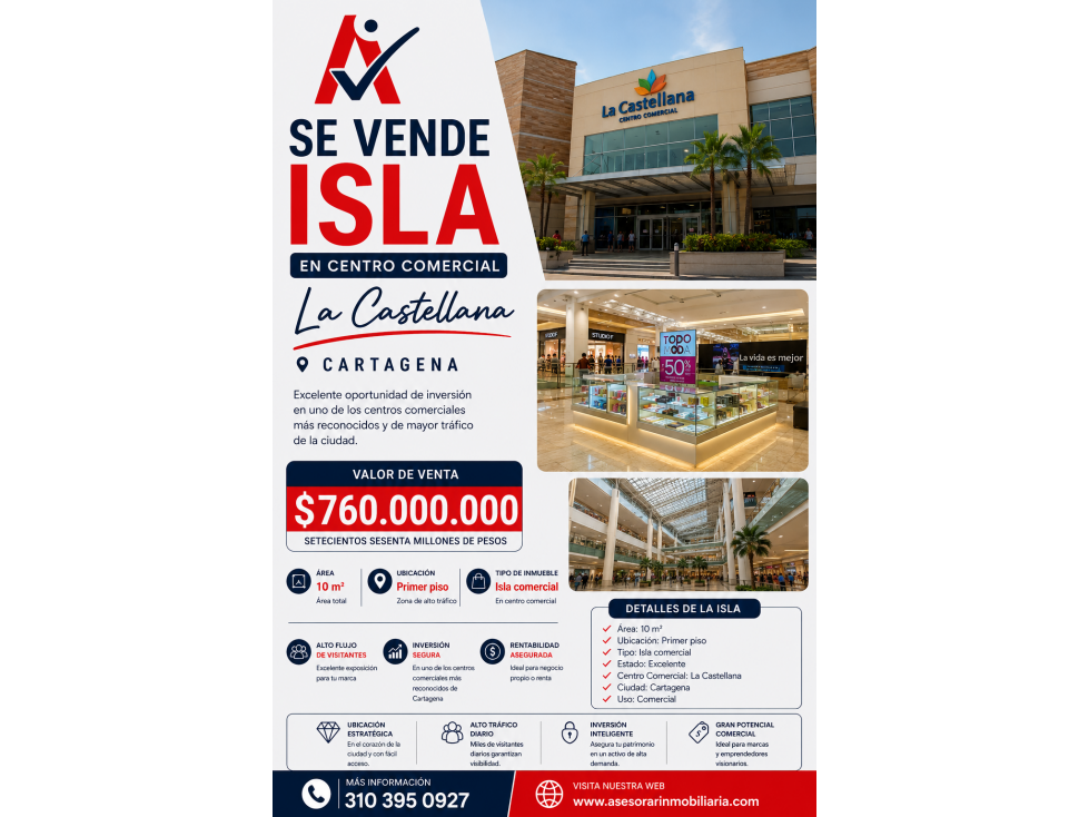 ISLA EN VENTA, CENTRO COMERCIAL LA CASTELLANA, CARTAGENA