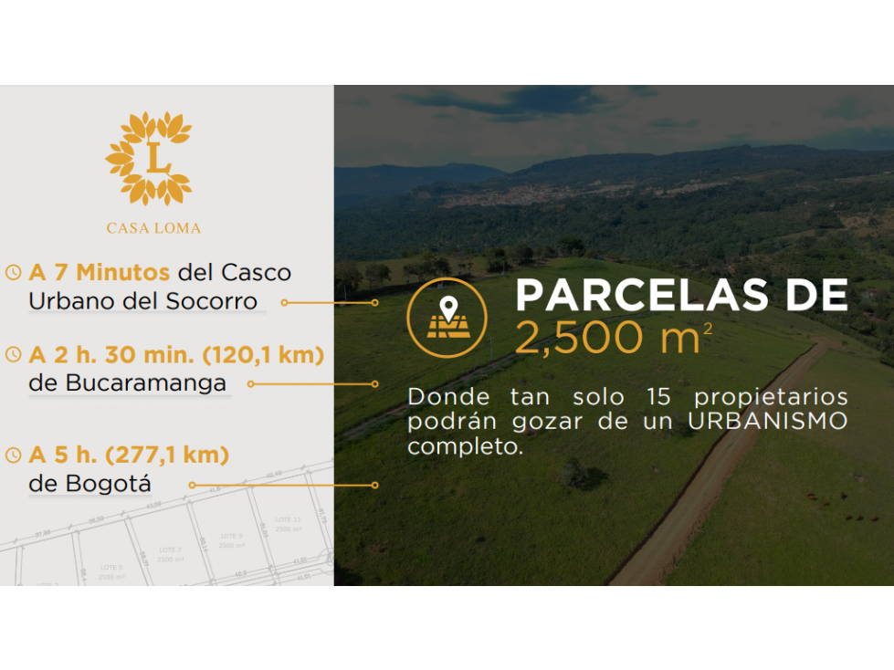 PARCELAS DE 2.500 M2 EN Conjunto Cerrado - Socorro Sder. - 3