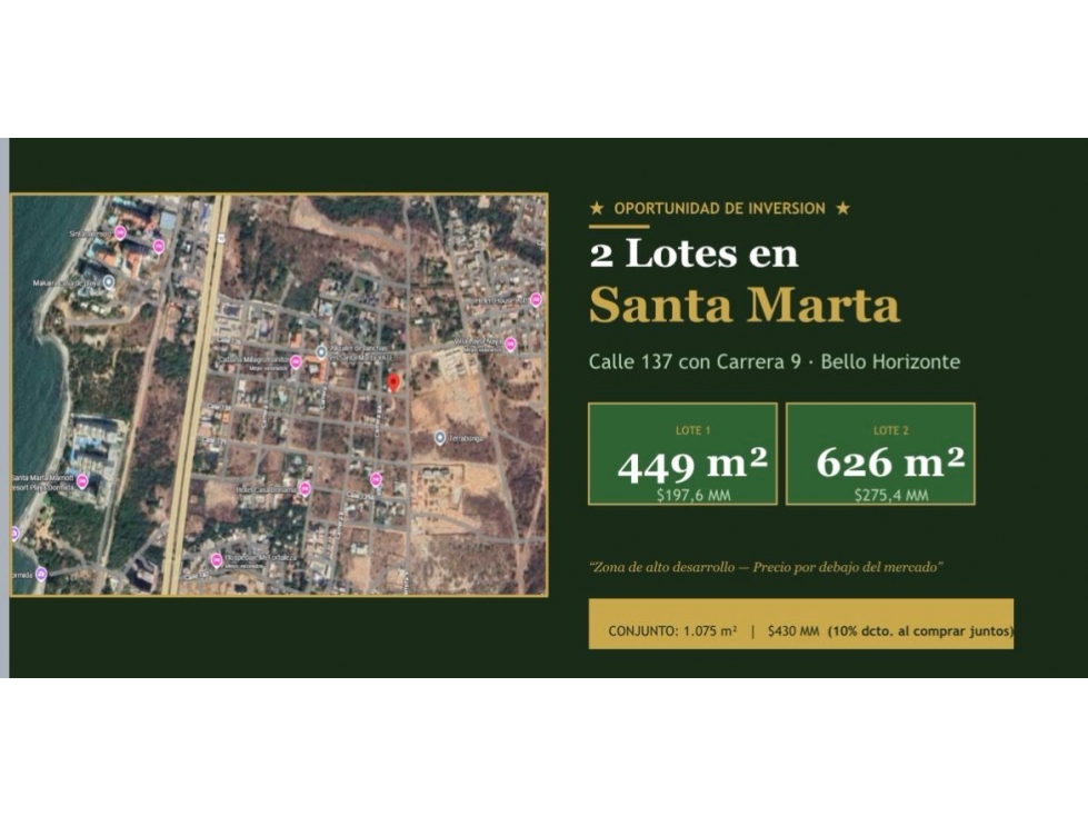 Se vende lote en Aeromar , Santa Marta , Colombia