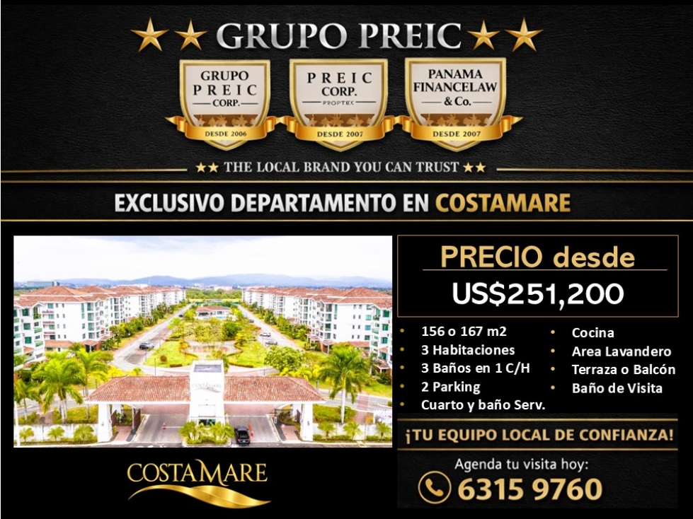 VENTA APARTAMENTO 156 m2 EN COSTA SUR CIUDAD DE PANAMÁ