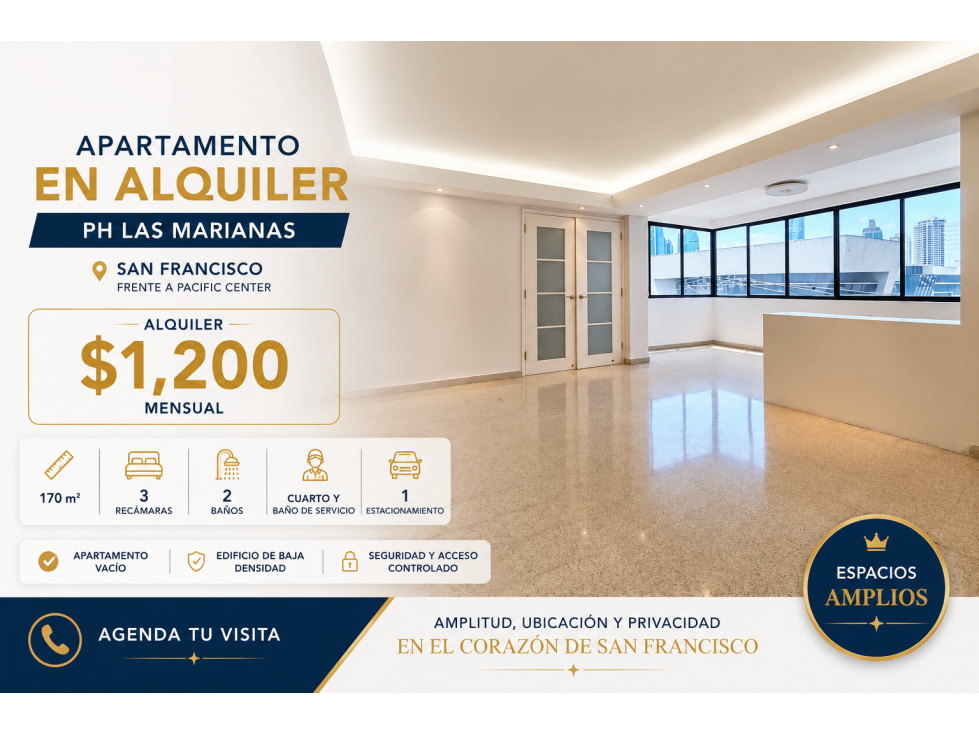 Apartamento en Alquiler San Francisco | Las Marianas | Solo Aires CT