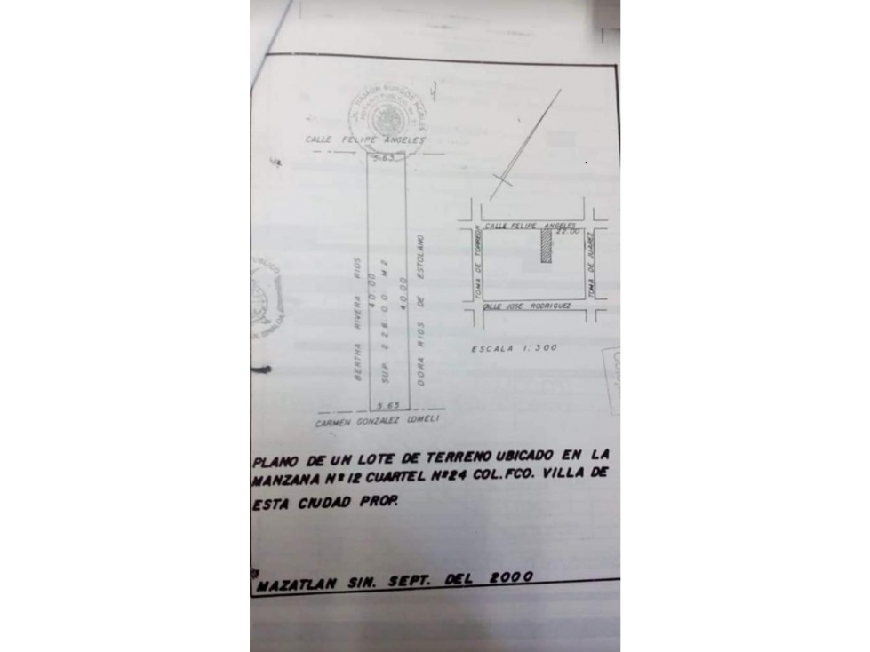 TERRENO EN VENTA EN FCO. VILLA DE 226 M2