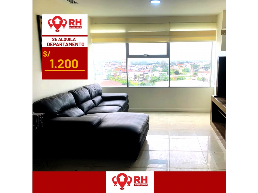 DEPARTAMENTO AMOBLADO EN ALQUILER EN URB TORRE DEL SOL, MACHALA