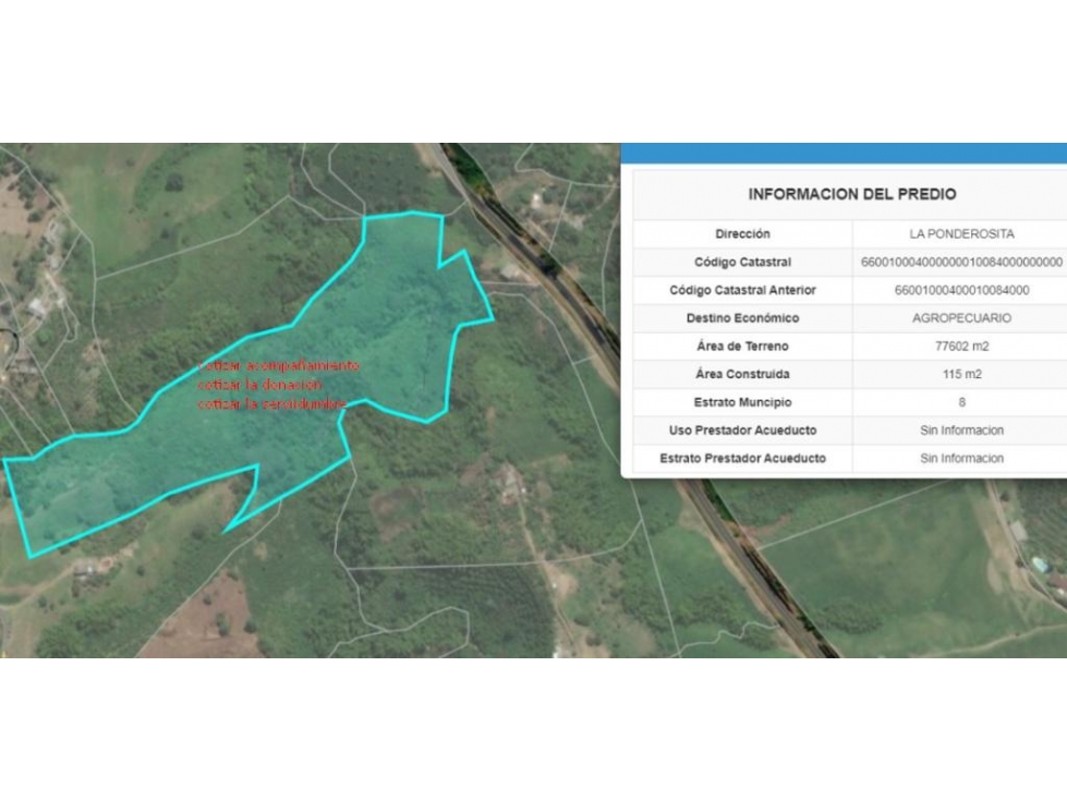 VENTA ESPECTACULAR LOTE SECTOR VIA CONDINA PEREIRA