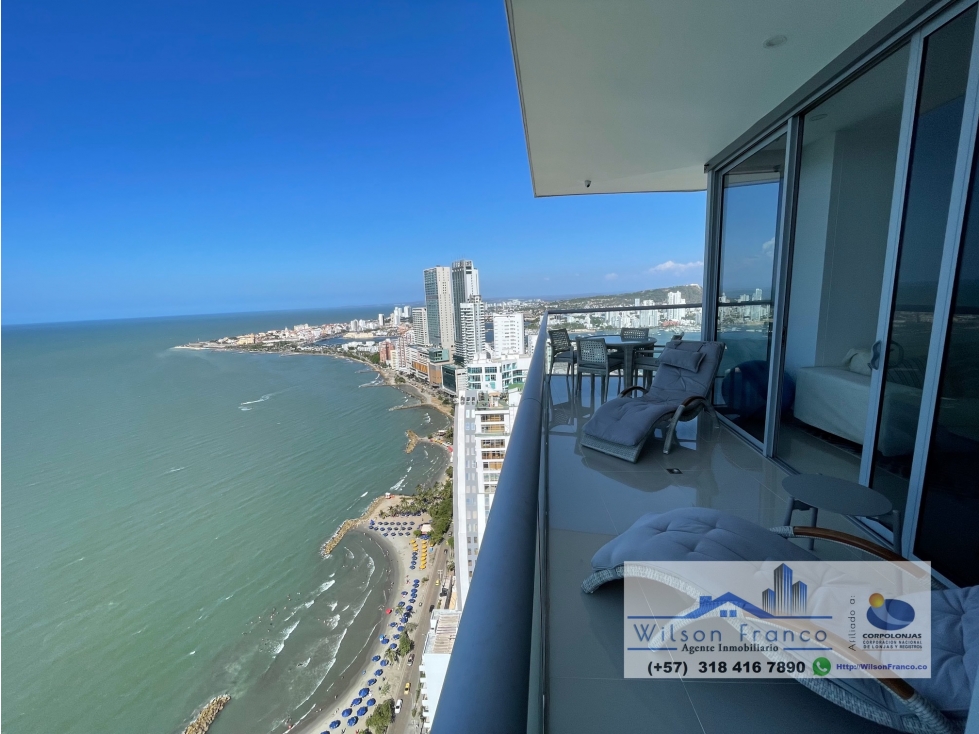 Apartamento en venta, AMOBLADO, Bocagrande, frente al mar, Cartagena — foto 4