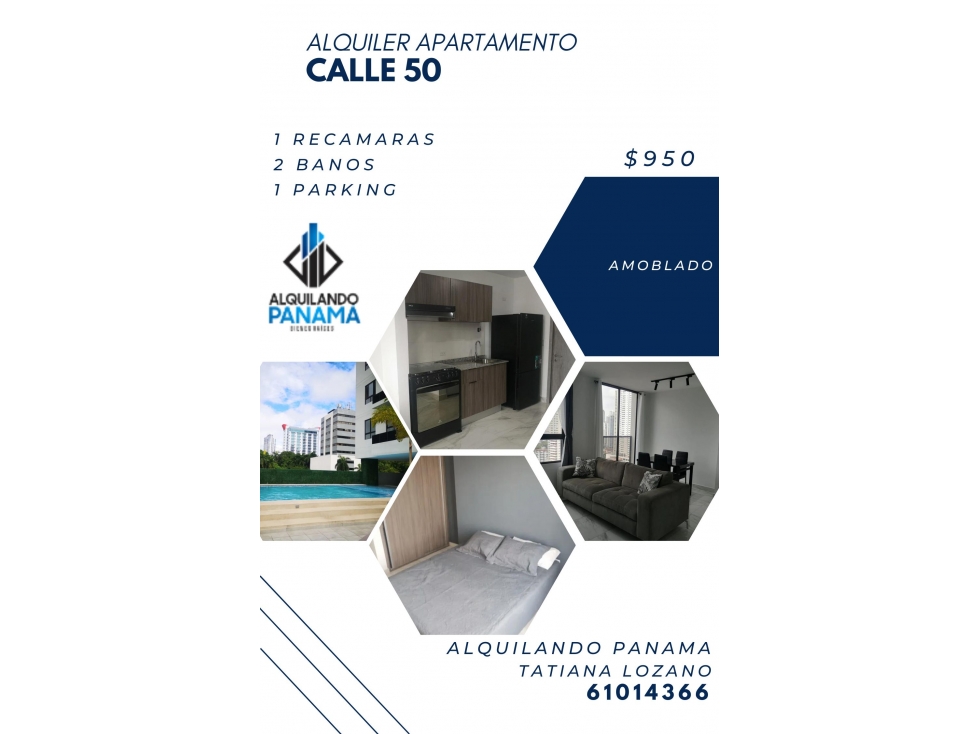 ALQUILER APTO AMOBLADO CALLE 50