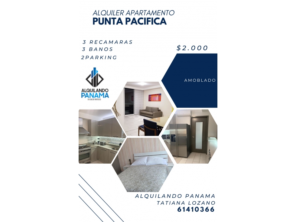 ALQUILER APTO LUJO PUNTA PACIFICA $2000