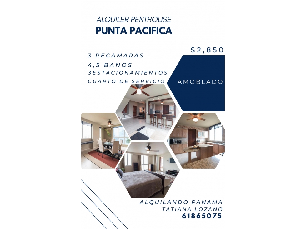 ALQUILO PENTHOUSE PUNTA PACIFICA AMOBLADO
