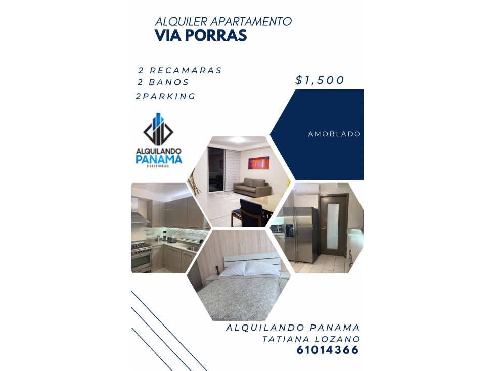ALQUILO HERMOSO APTO AMOBLADO VIA PORRAS