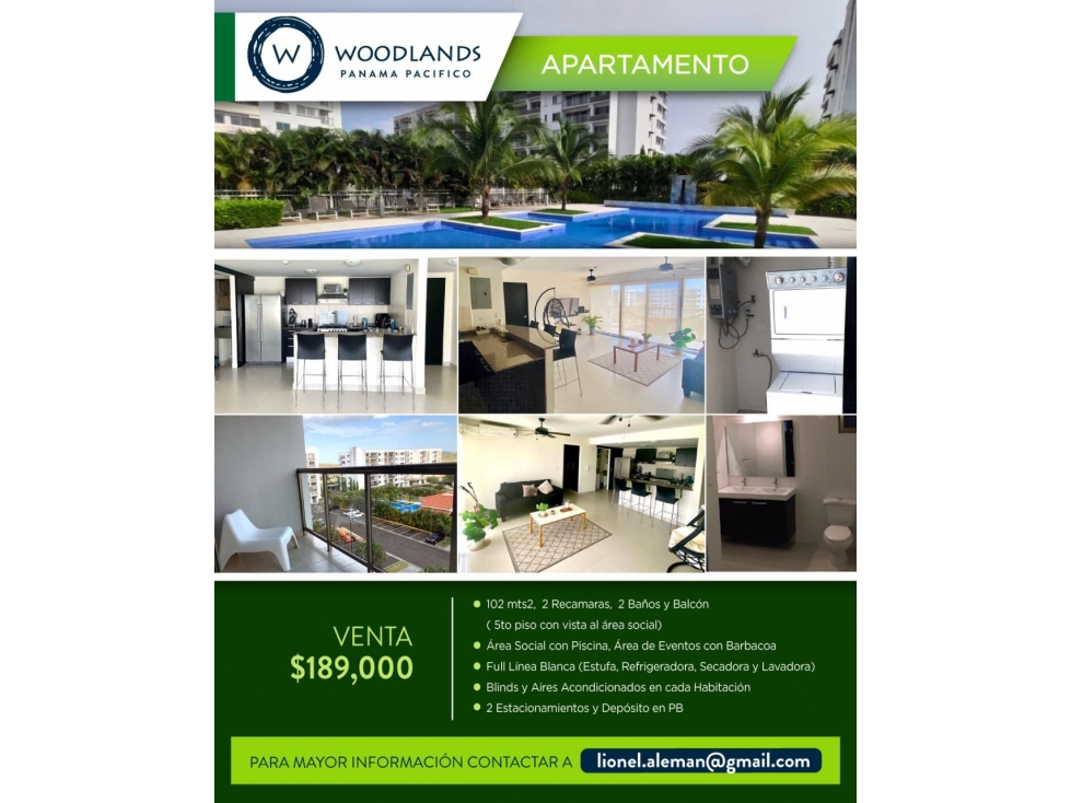 Se alquila o se vende hermoso apart en Panamá Pacifico WOODLANDS IGM19