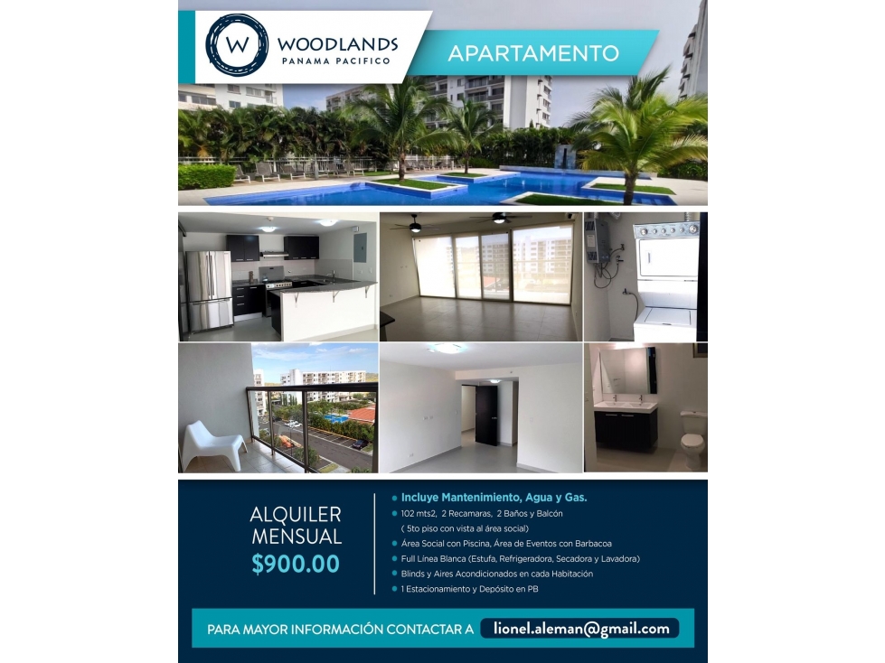 Se alquila o se vende hermoso apart en Panamá Pacifico WOODLANDS IGM19 — foto 2