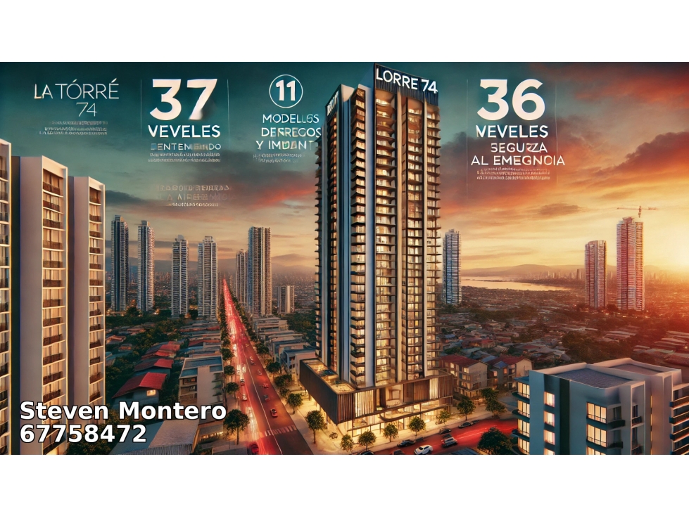 Se vende Apartamentos Nuevos en TORRE 74 - ENTREGA INMEDIATA
