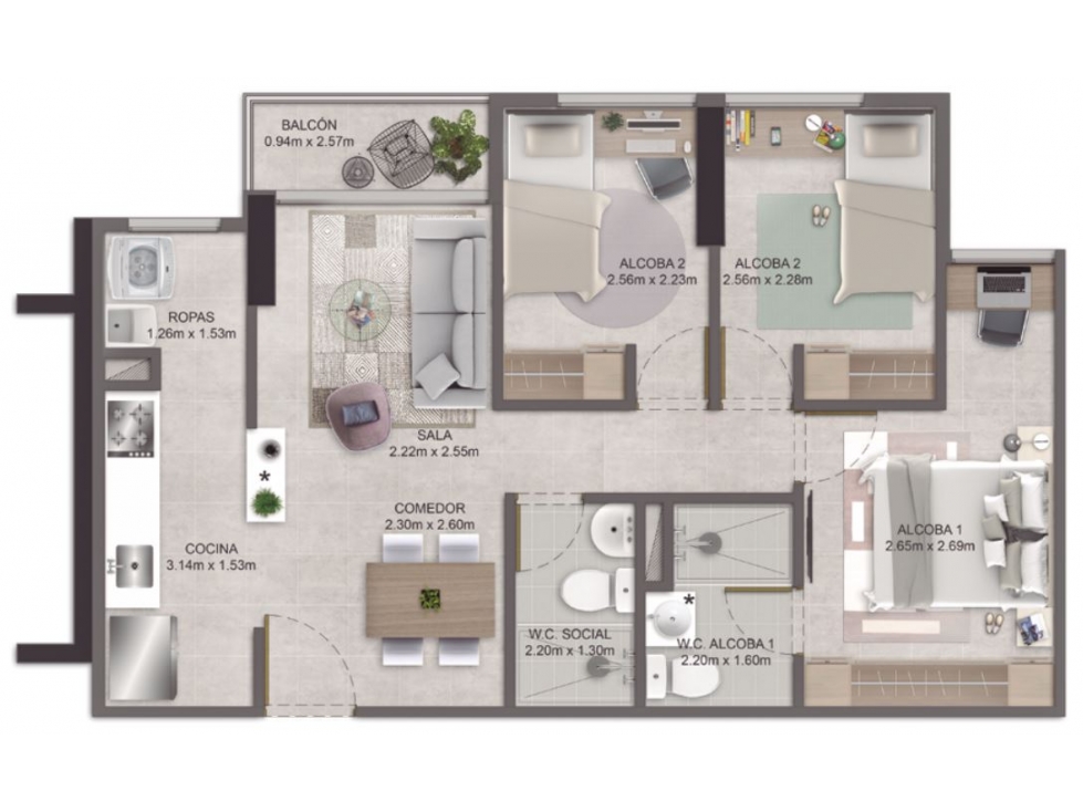 Vendo Apartamento para estrenar en Itagüí, Las Chimeneas — foto 6