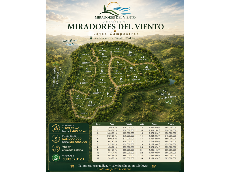 VENTA DE AMPLIOS LOTES EN SAN BERNARDO DEL VIENTO - 2