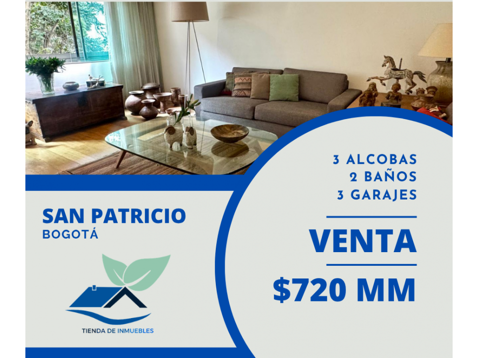 VENTA APTO SAN PATRICIO 3 ALCOBAS