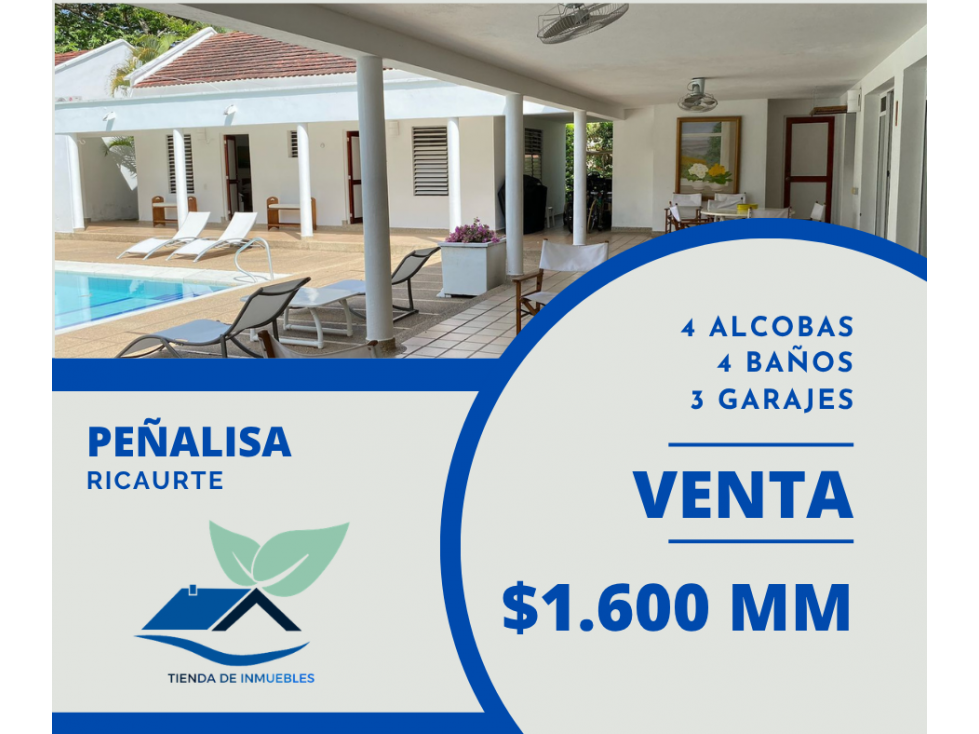 VENTA CASA EN PEÑALISA - 4 ALCOBAS