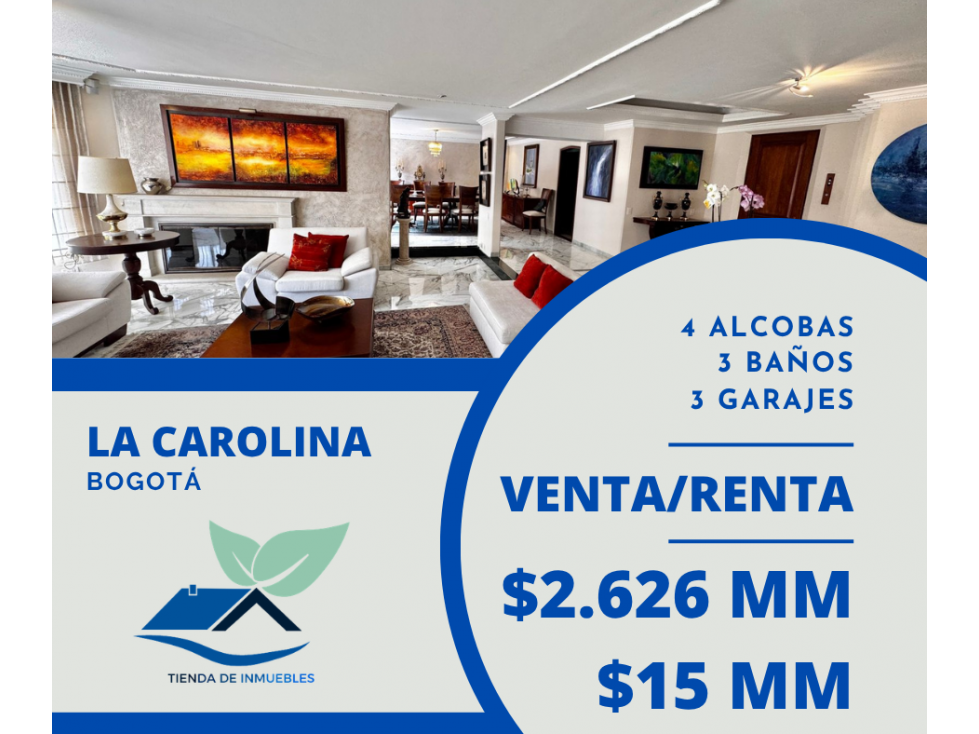 VENTA / ARRIENDO - LA CAROLINA - 4 ALCOBAS - VISTA AL COUNTRY CLUB
