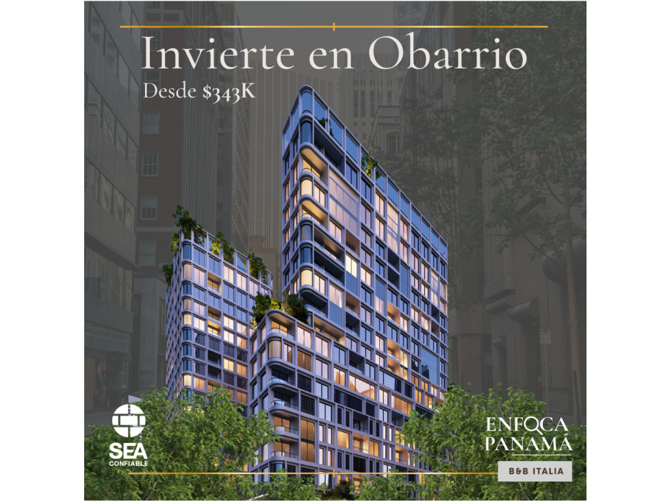 APARTAMENTO EN OBARRIO DESDE $343K | Diseño B&B Italia | 69 m²