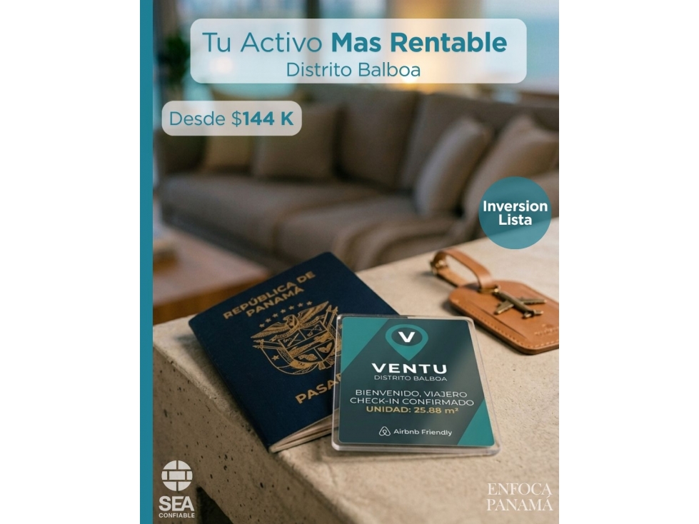 Inversión Renta Corta Legal Bella Vista 25.88 m² desde 144K Amoblado