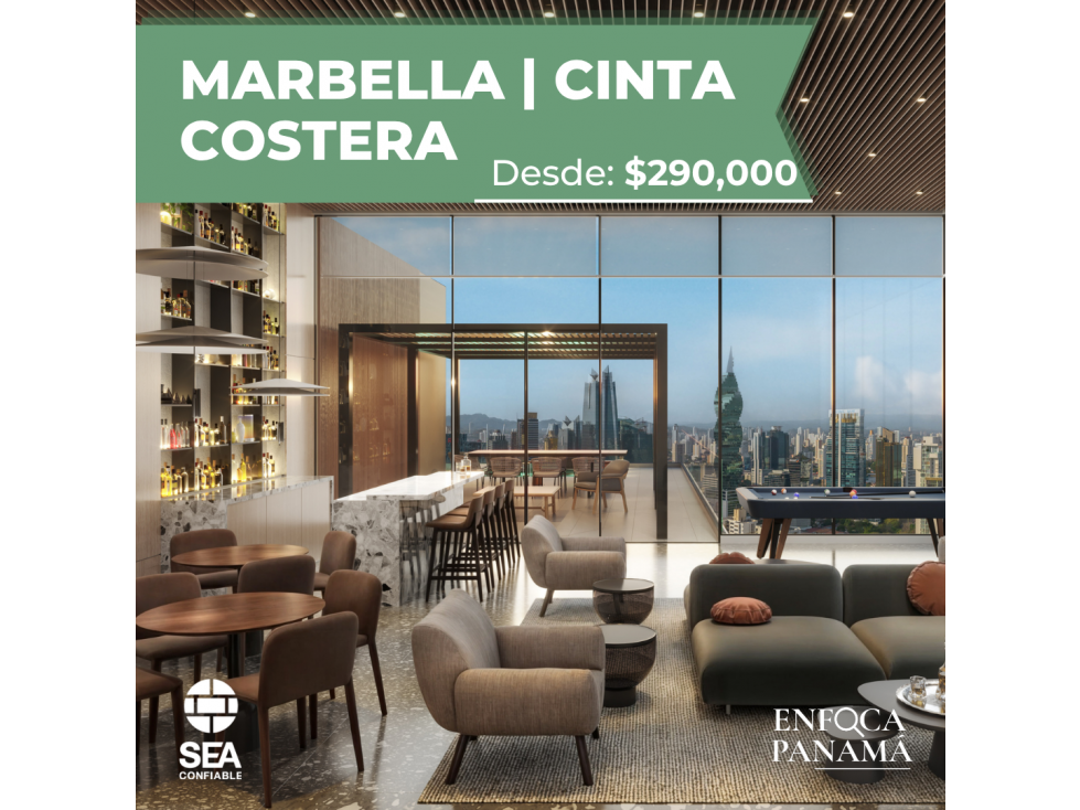 Vive Marbella desde $290K | 62 m² Amoblado en el Corazón de Panamá