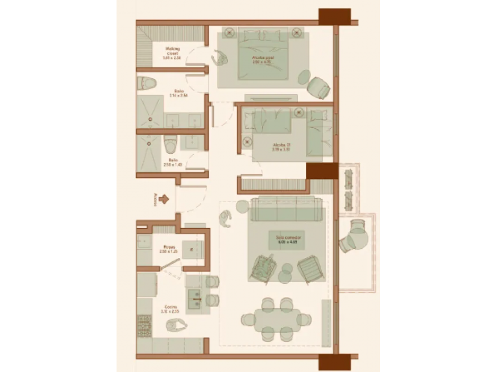 SEA CONFIABLE VENDE APARTAMENTO EN SANTA MARIA 2 RECAMARAS — foto 6