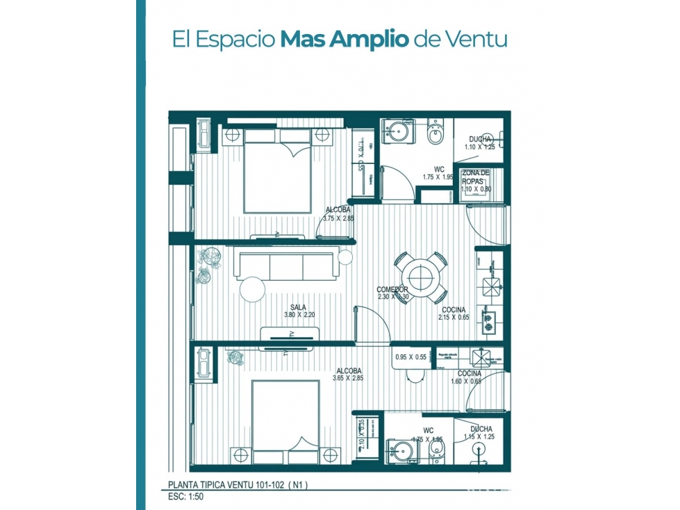 Inversión en Renta Corta Legal Bella Vista 63.20 m² 320k Amoblado — foto 6