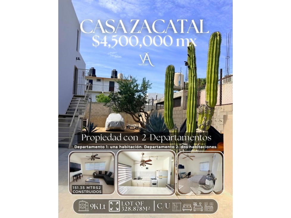 VENTA CASA ZACATAL SAN JOSE DEL CABO PROPIEDAD CON 2 DEPARTAMENTOS