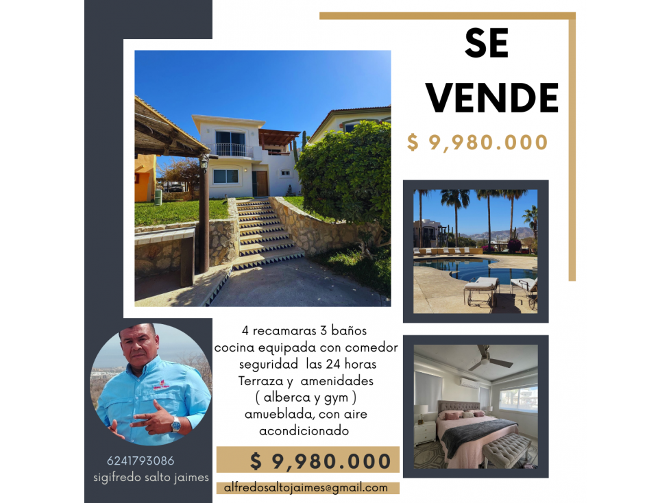 se vende hermosa casa en el tezal de cabo san lucas