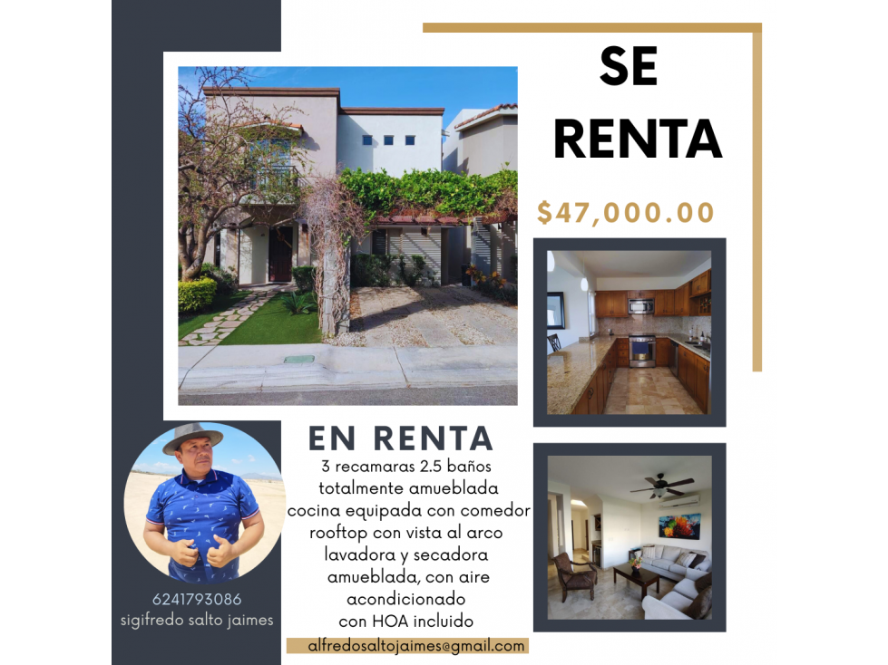 se renta hermosa casa en cabo del mar