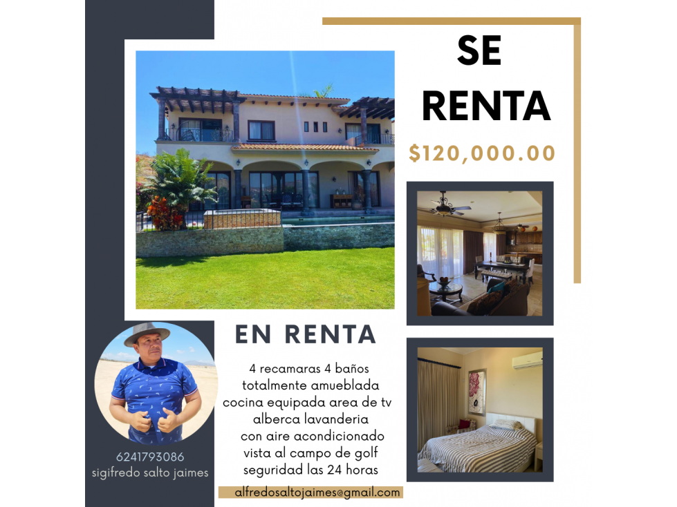 se renta hermosa casa en club campestre san jose