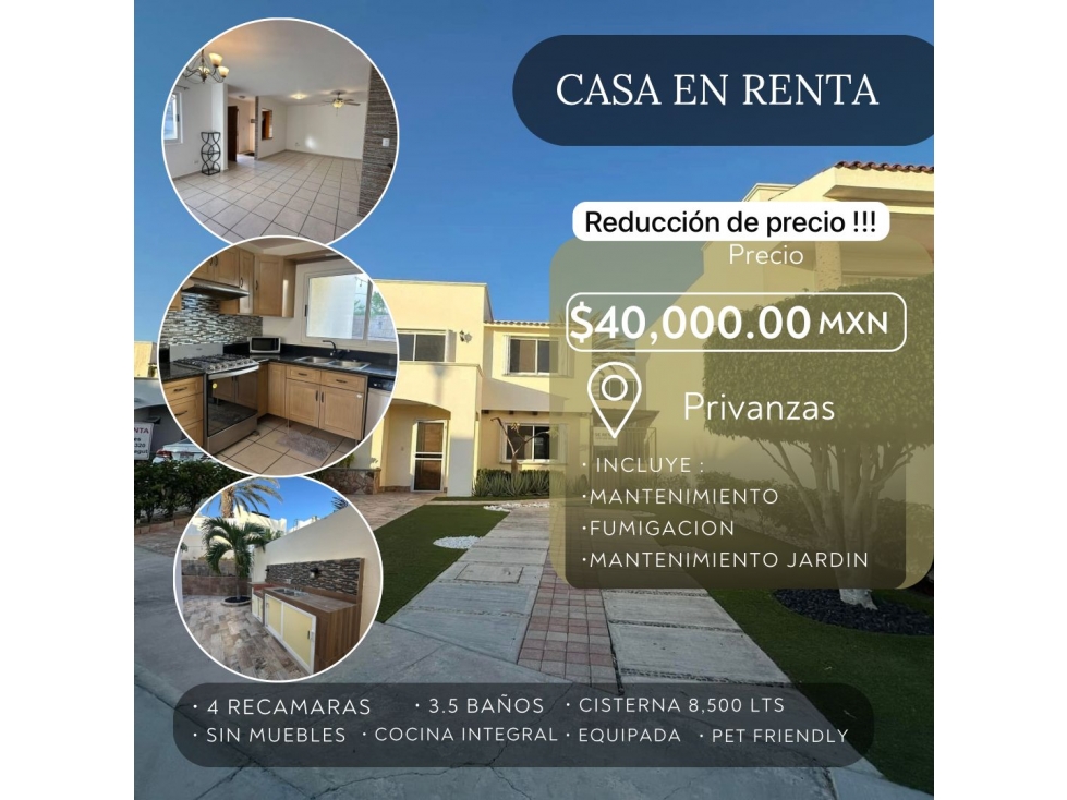 Casa en Renta Privanzas Tezal, Cabo San Lucas