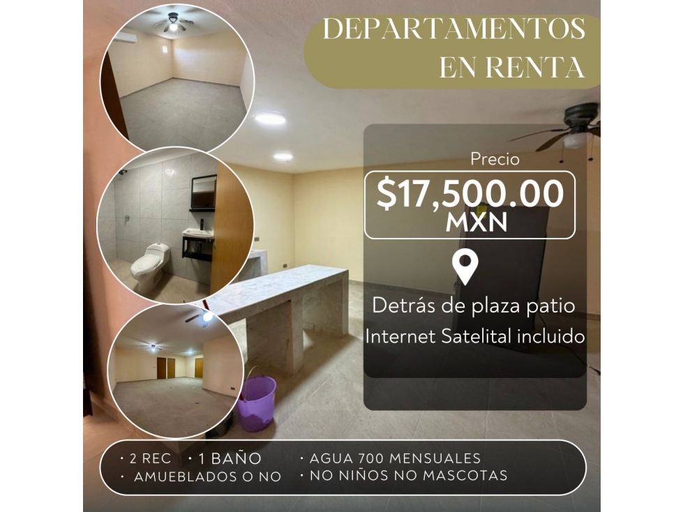 RENTA 3 DEPARTAMENTOS DETRÁS DE PLAZA PATIOS