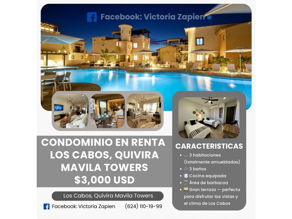 Se renta condominio en Los Cabos, Quivira Mavila Towers