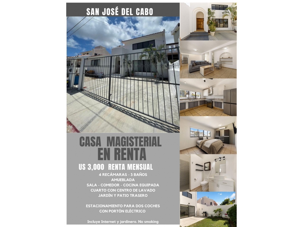 CASA EN RENTA SAN JOSÉ DEL CABO COL. MAGISTERIAL