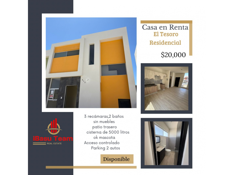 CASA EN RENTA EN EL TESORO RECIDENCIAL