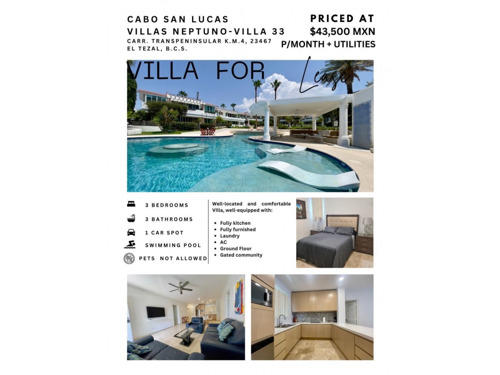 se remta hermosa casa en villas neptuno cabo san lucas — foto 2